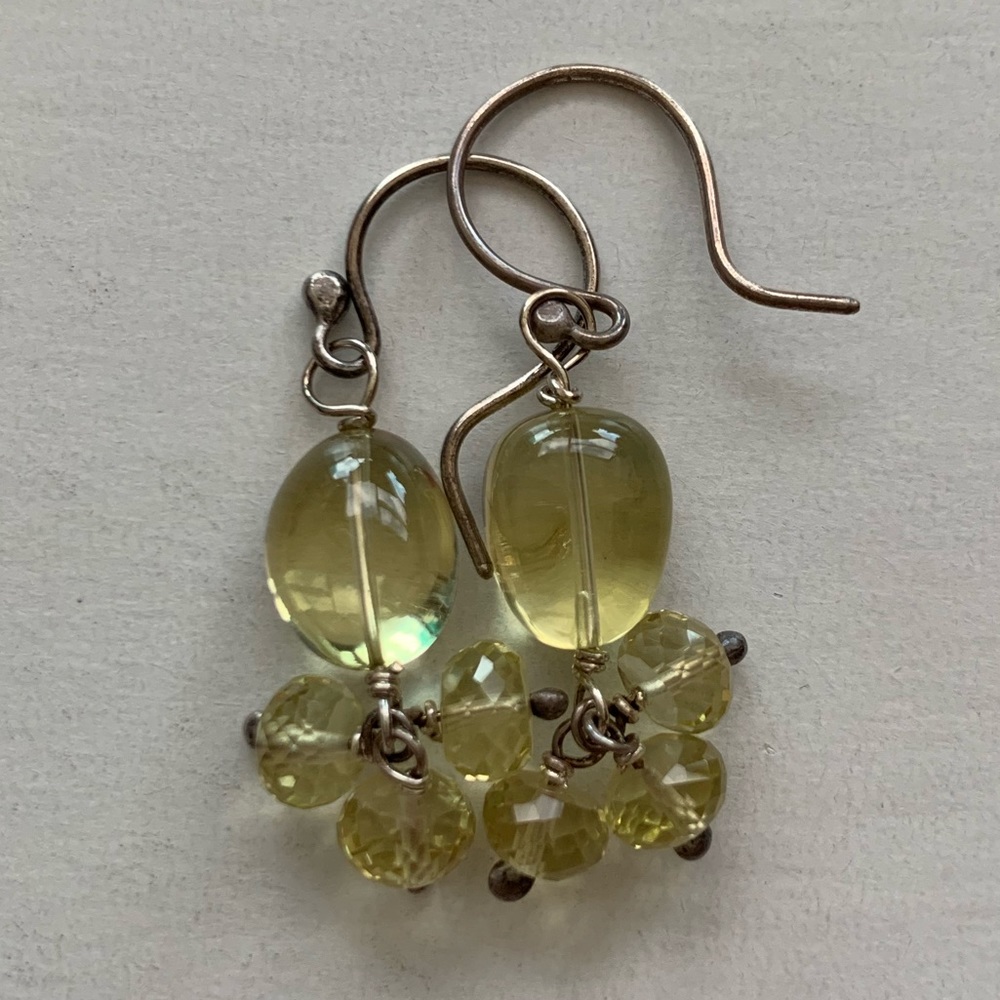 Authentic Lemon Citrine Earrings Sterling Silver